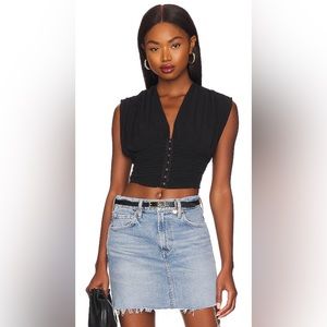 FREE PEOPLE ARIA PLUNGE NECK TOP SMALL BNWT
